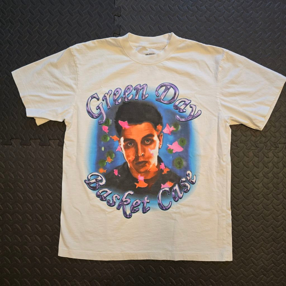 Men's Green Day Basket Case White Purple Short Sleeve Tee M